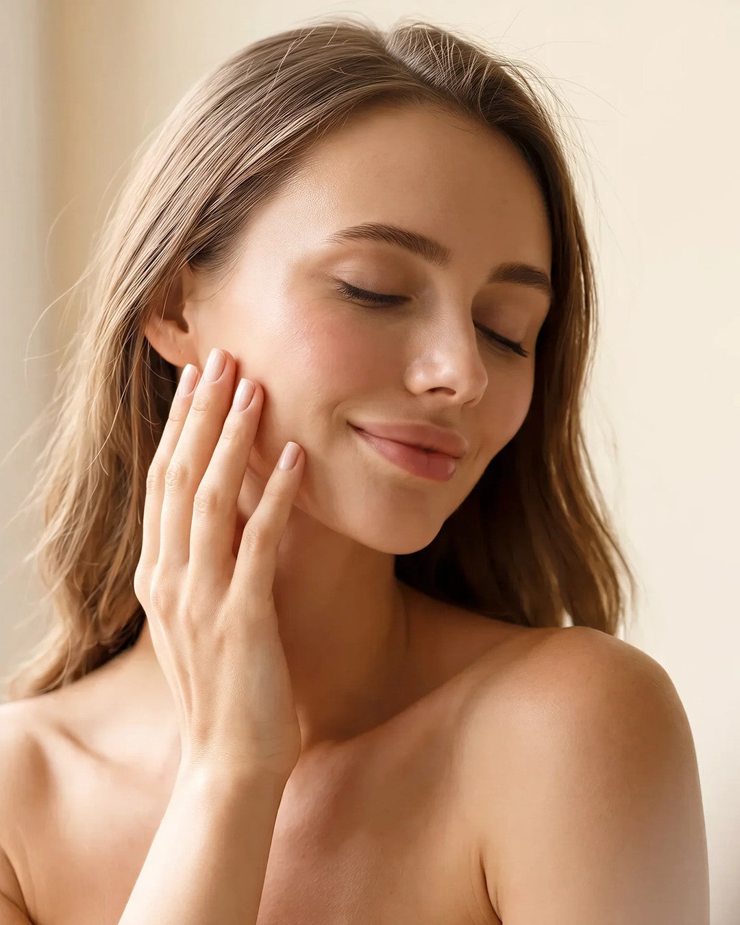 Woman with glowing skin after a facial at Soshique